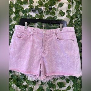 7 For All Mankind Pink Washed Denim Shorts - Frayed Hem